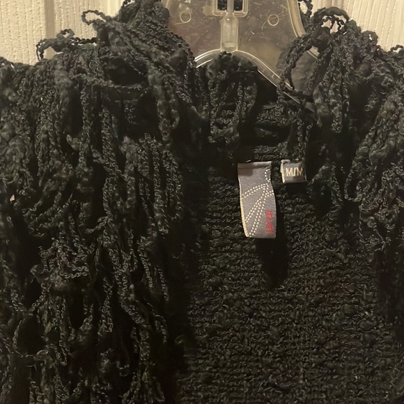 Funky Black Fringe Duster Vest by Jana, M - Picture 3 of 5